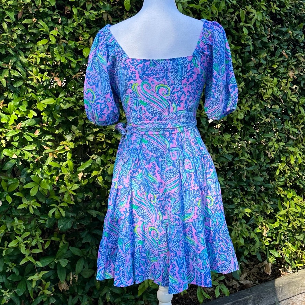 Lilly Pulitzer Iralee Linen Wrap Dress Lilac Rose We Mermaid Style 012609 - Picture 13 of 15